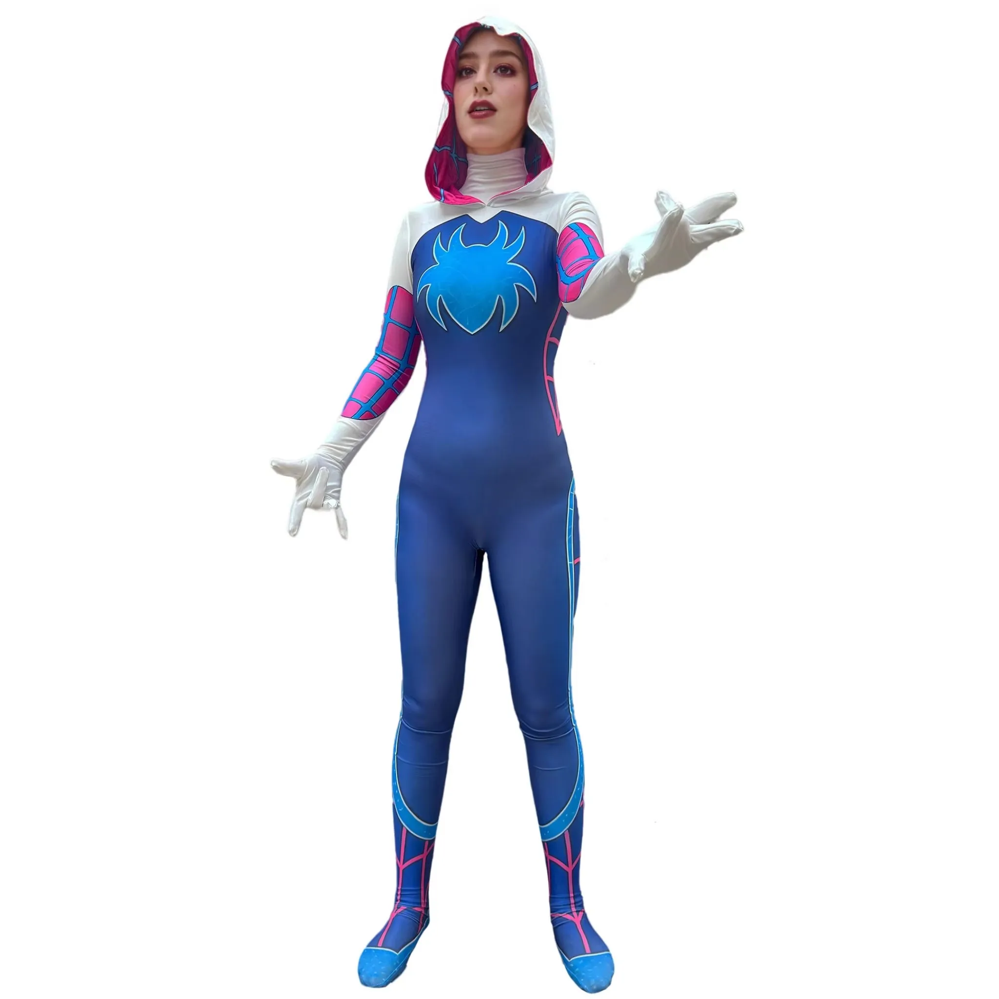 

Хэллоуин Гвен Стейси Паук Супергерой Костюмы для косплея Женщины 3D принт Комбинезоны для взрослых Вечеринка Паук Боди для девочек Одежда