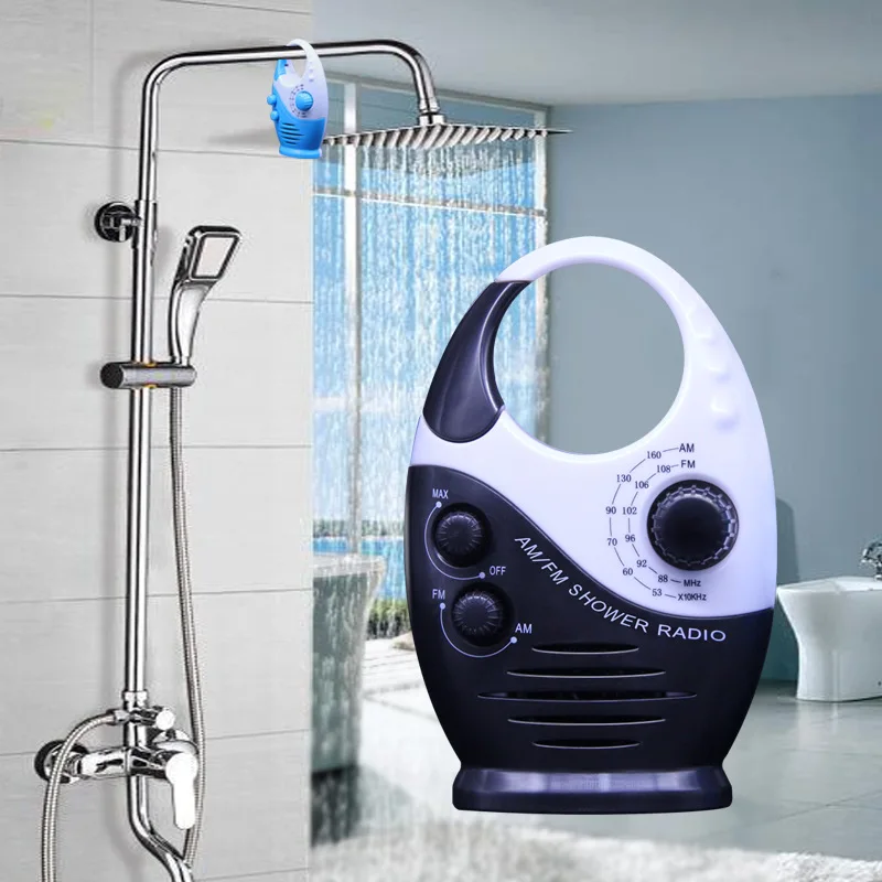 Portable Shower Radio, Bathroom Radio, AM FM Hook Type, Waterproof, Broadcast Music, Shower Speaker, Radio, Blue, Compact Radio