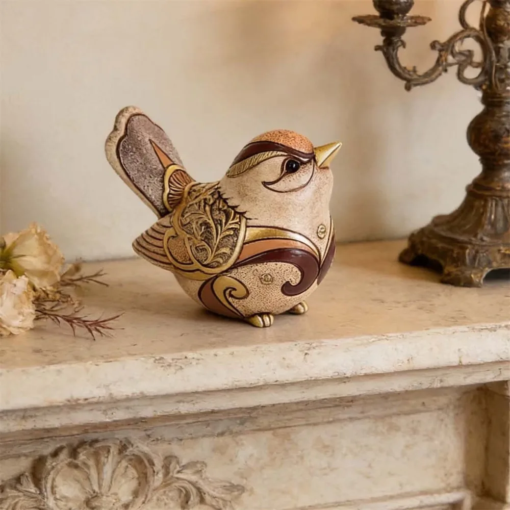 Boho Resin Bird Statues Decorative Bird Figurines for Table Bookshelf & Office Home Decor Art Ornament