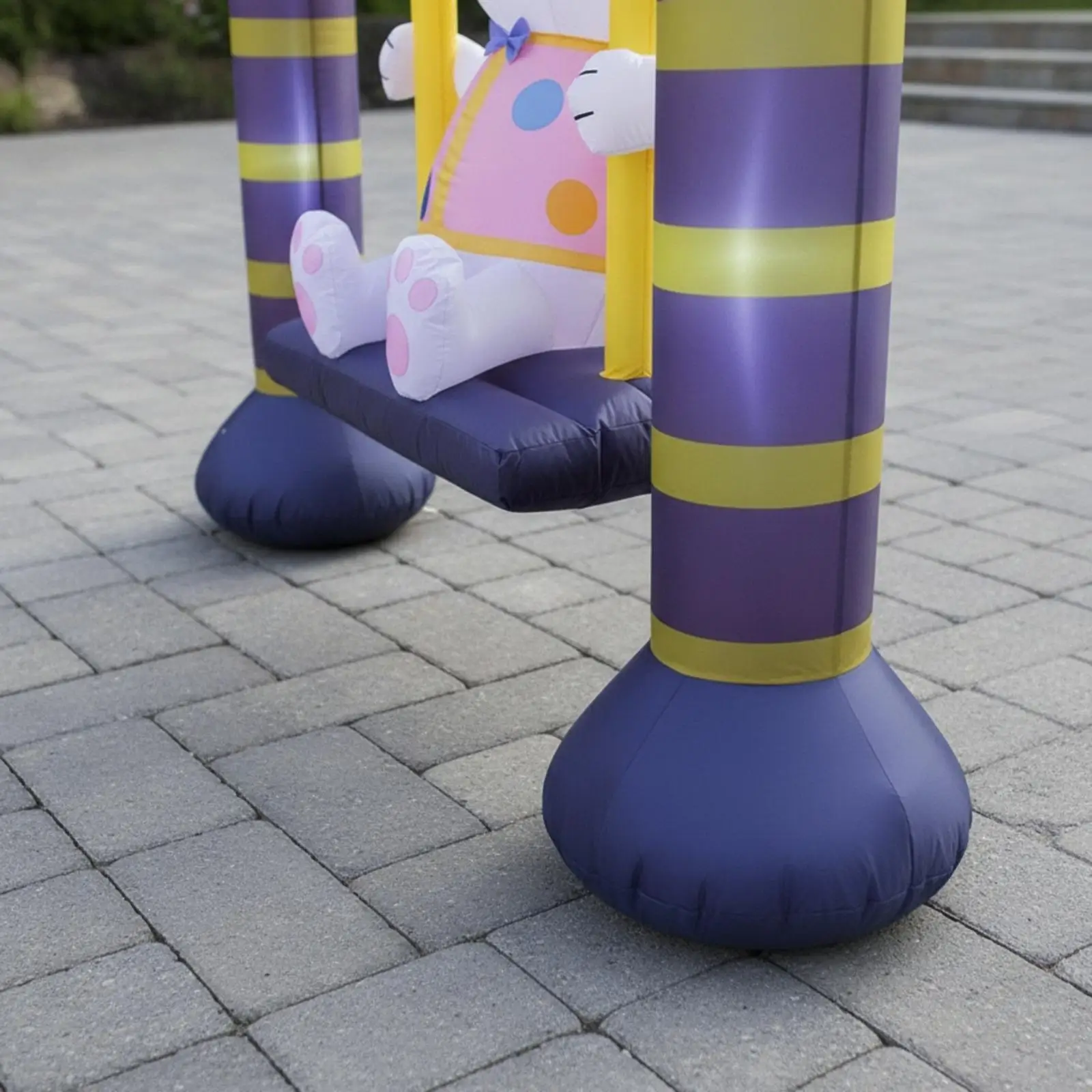 Giant Easter Inflatable Swing Rabbit for Garden Decoration with Zipper Closure and Fastening Rope