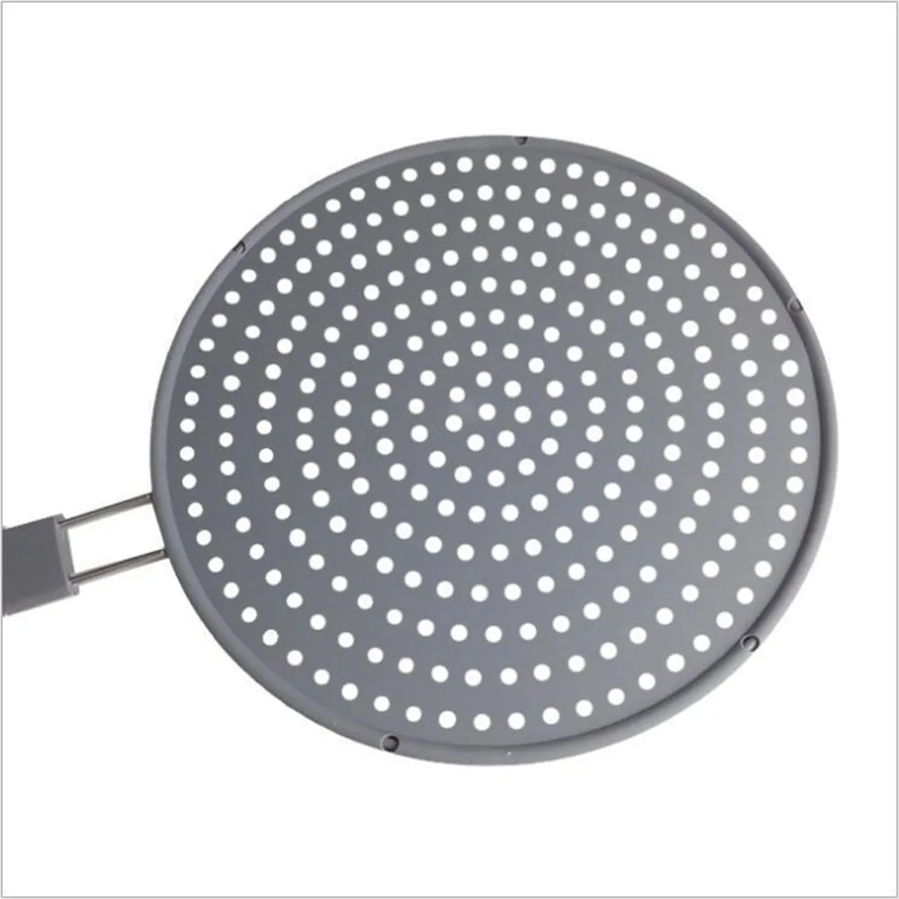 28cm Splash Guard Silicone Heat-Resisting With Handle Cover Sieve Frying Pan Multipurpose Grease Splash Guard Kitchen Utensils