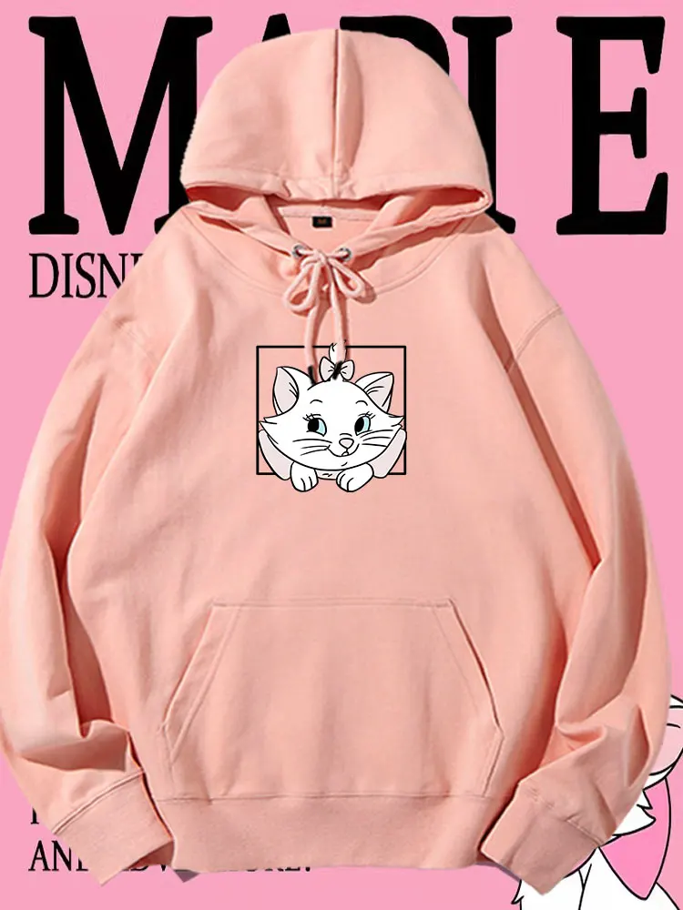 Sweet and lovely Disney Mary Cat Cartoon Anime Printing Men's and women's hoodies Autumn and Winter Couple Clothes Hoodies