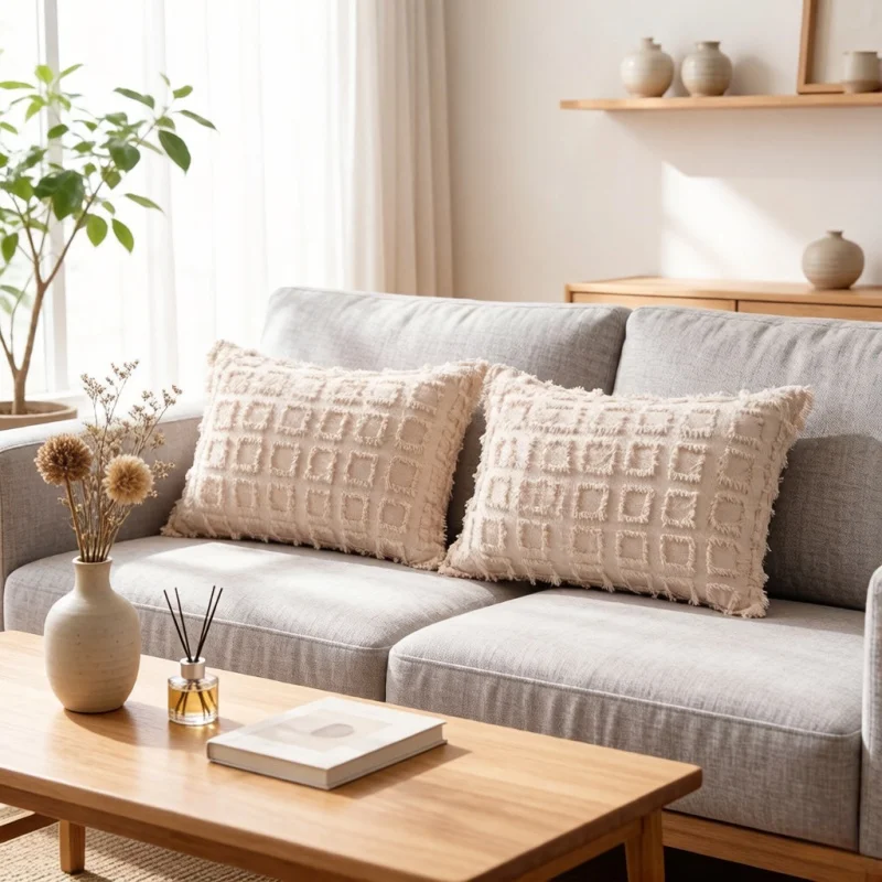 

Decorative Cushion Pillow Case 30x50 Warm and Gentle Pillowcases Light Retro Natural Style Sofa Back Pillow Living Room