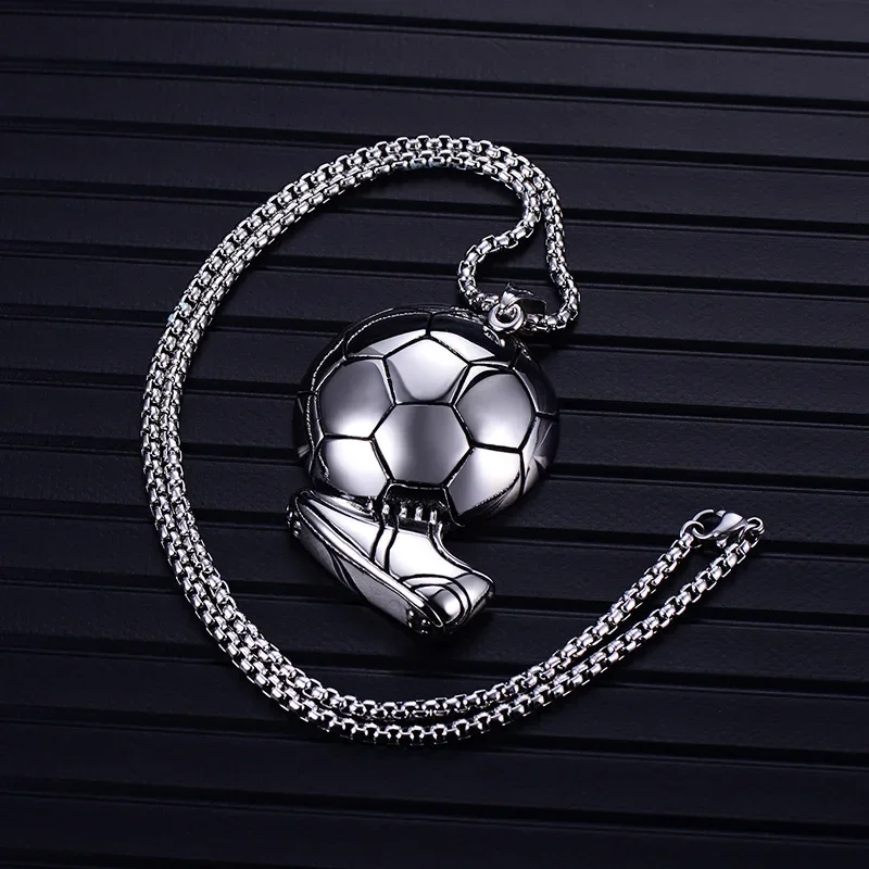 ins，TikTok，Hot selling European and American fashion football pendant personality retro men's stainless steel with chain pendant