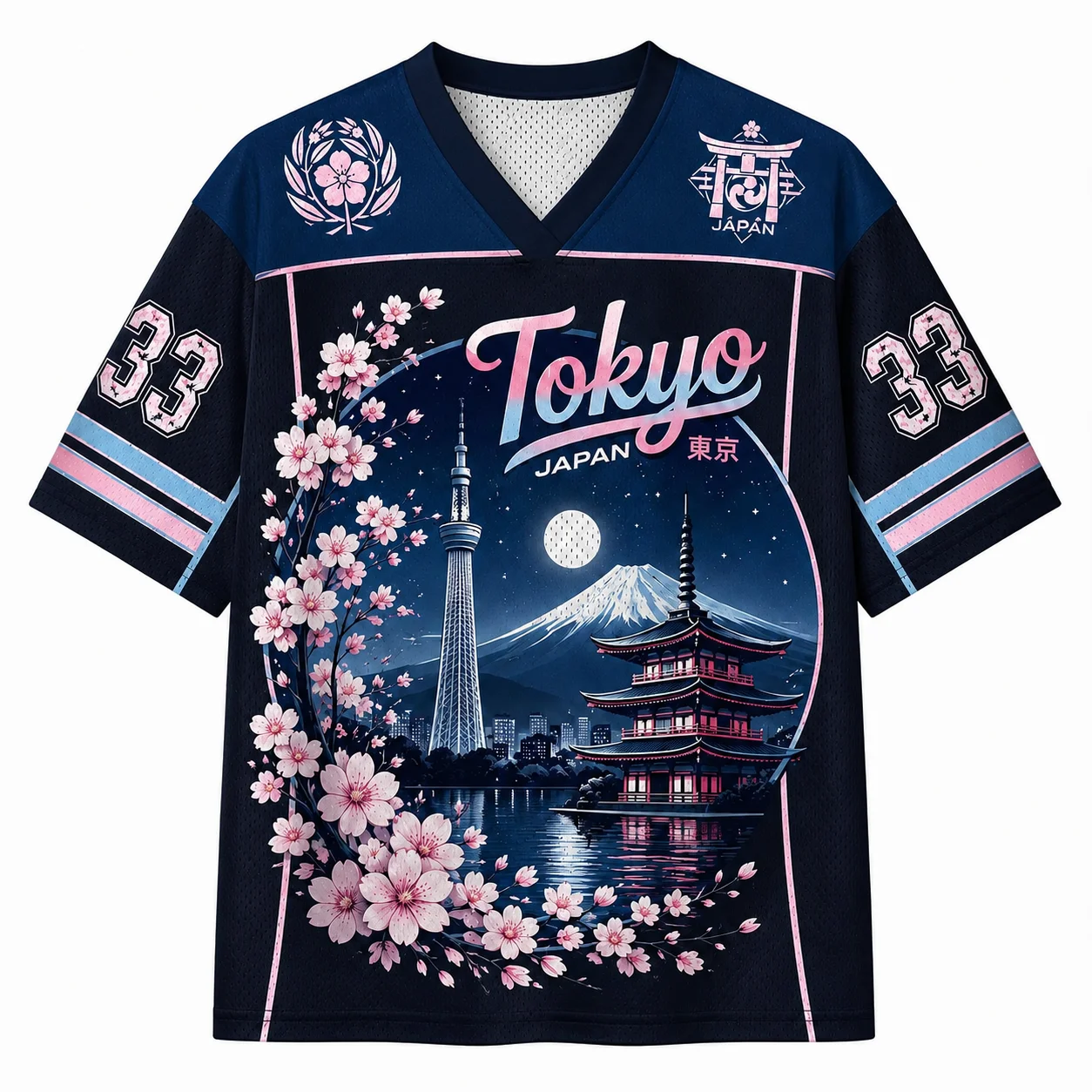 2026 Summer Fashion Japanese Kyoto Cherry Blossom 3D Printing Quick Drying Outdoor Street Style Parent Child T-shirt Large Size