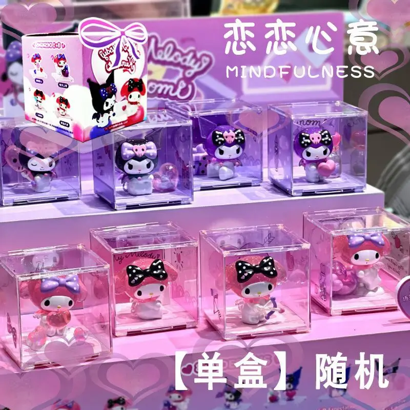 Echte Sanrio Liebe Herz Serie Blind Box Kurome Micro Box meine Melodie Ornament Figur Mädchen Geschenk Spielzeug Sammlung Hobby