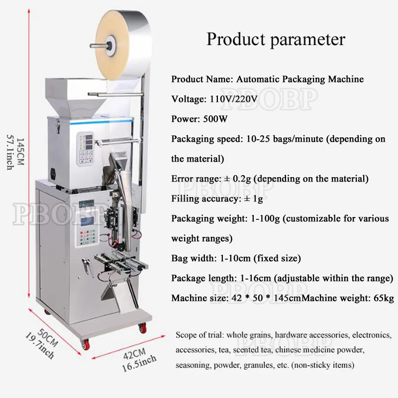 PBOBP Intelligent Dispenser Automatic Weighing Granule Powder Filling Machine Rice Powder Metering And Packaging