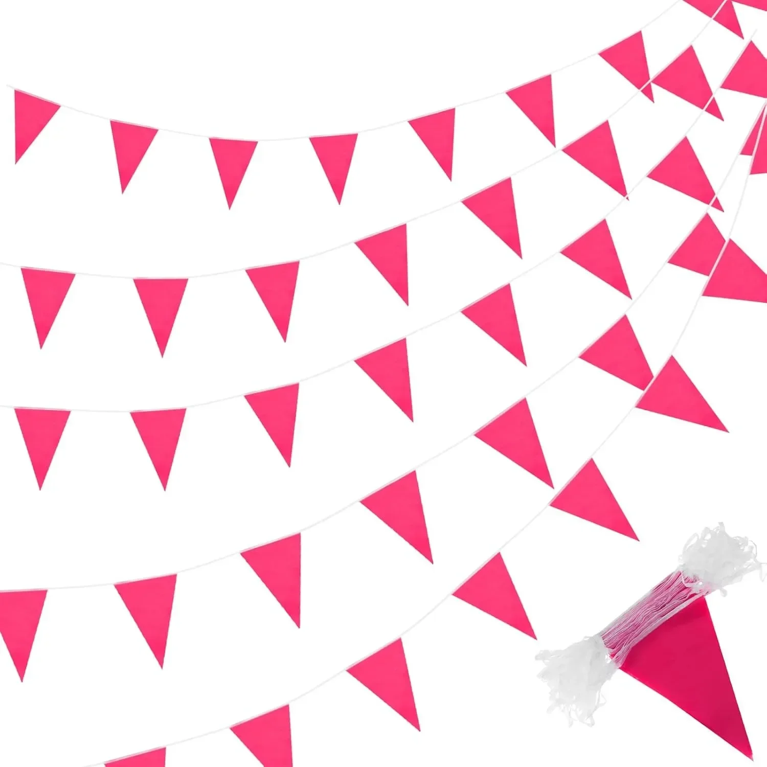 Rose Pink Pennant Banners Flags String DIY Bunting Flags,Party Decorations for Grand Opening,Kids Birthday,Events Celebration