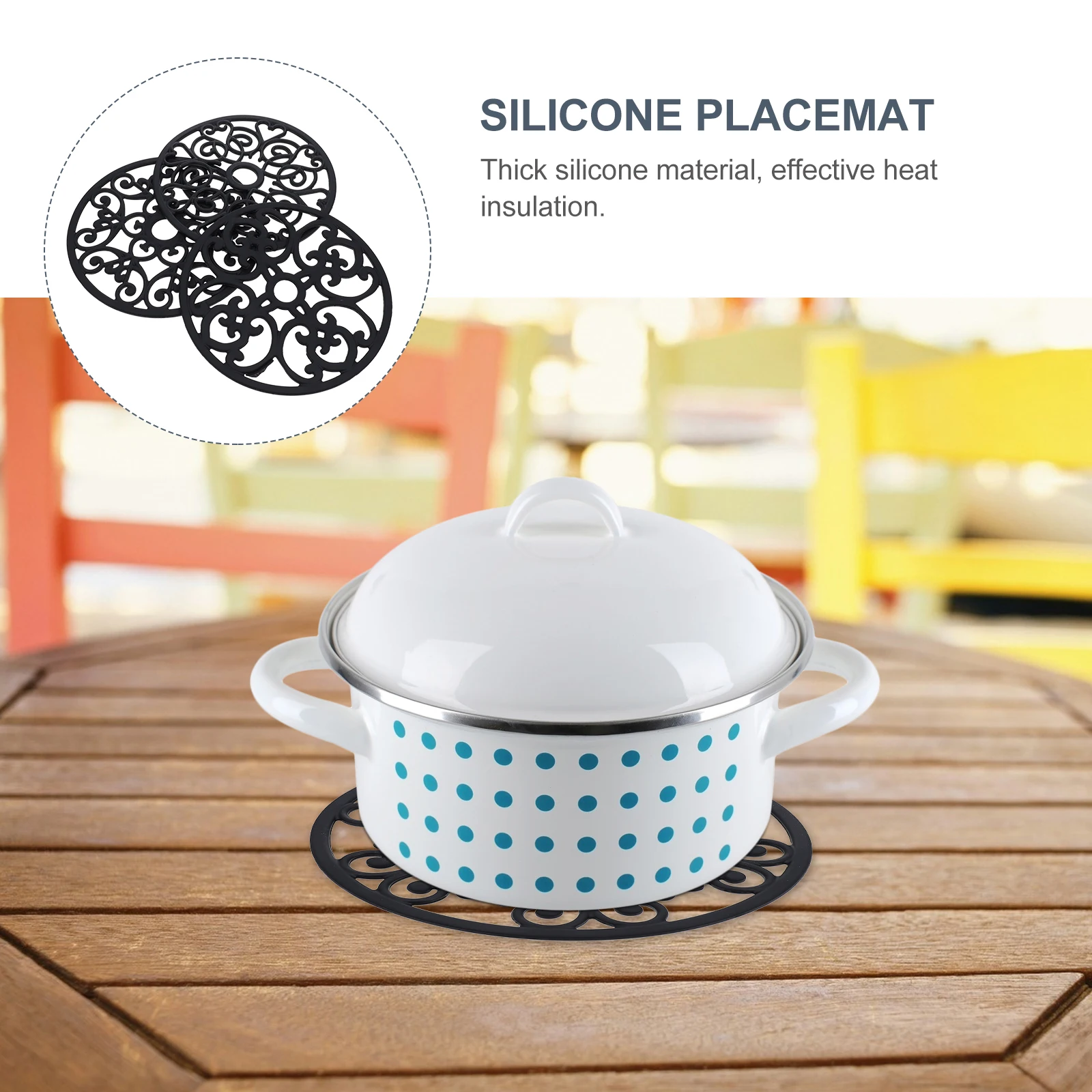 

3pcs Silicone Heat Insulation Pad Thickened Anti-Scalding Tableware Mat Decorative Placemat Dining Table Supplies for Kitchen