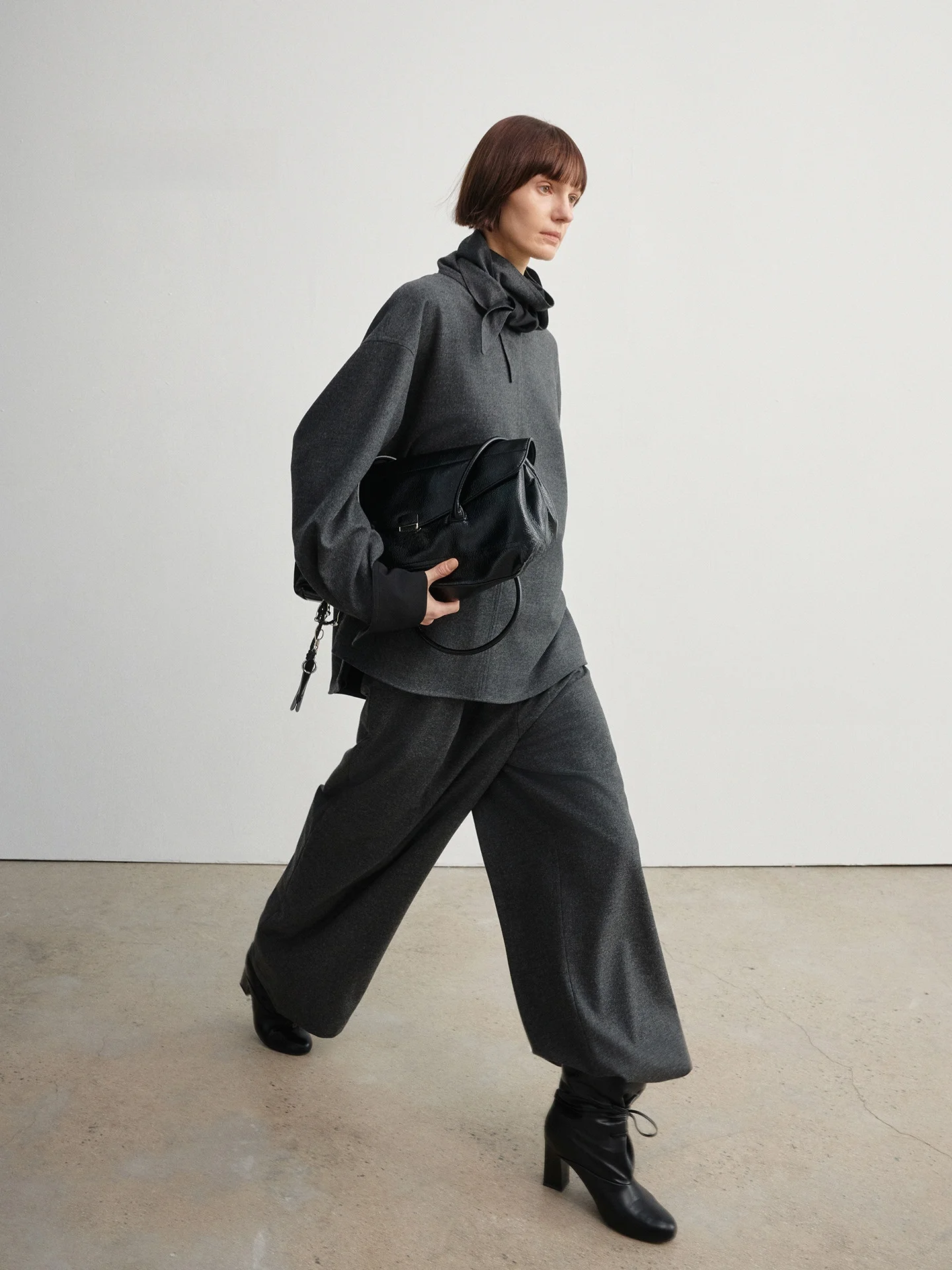 

WUUO Женский полушерстяной топ High Ne Color Blo Knot Design Длинный вязаный свитер Sve Мягкая художественная одежда для поездок на работу