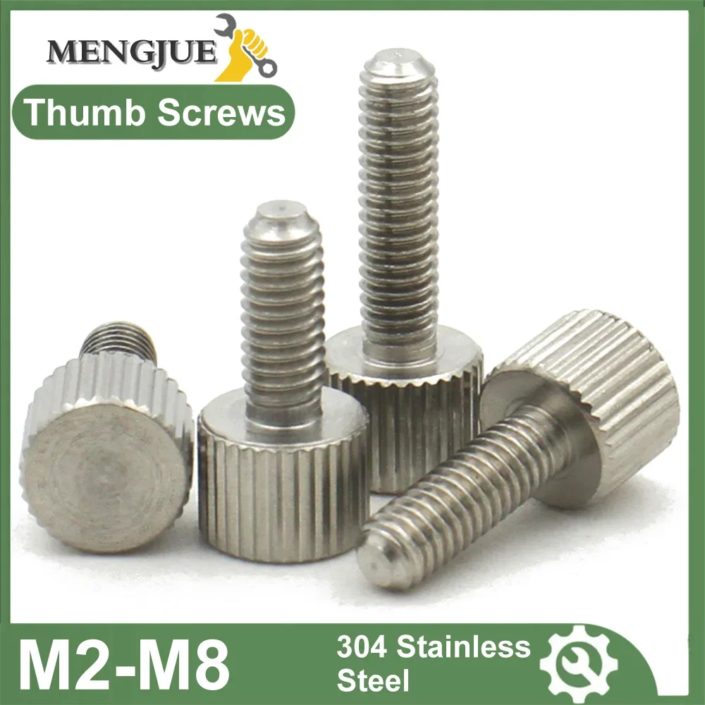 1-5pcs 304 Stainless Steel Thumb Screws M2 M3 M4 M5 M6 M8 knurled Head Thumb Bolt,Machinery,Tool Round Adjustment Hand Screw