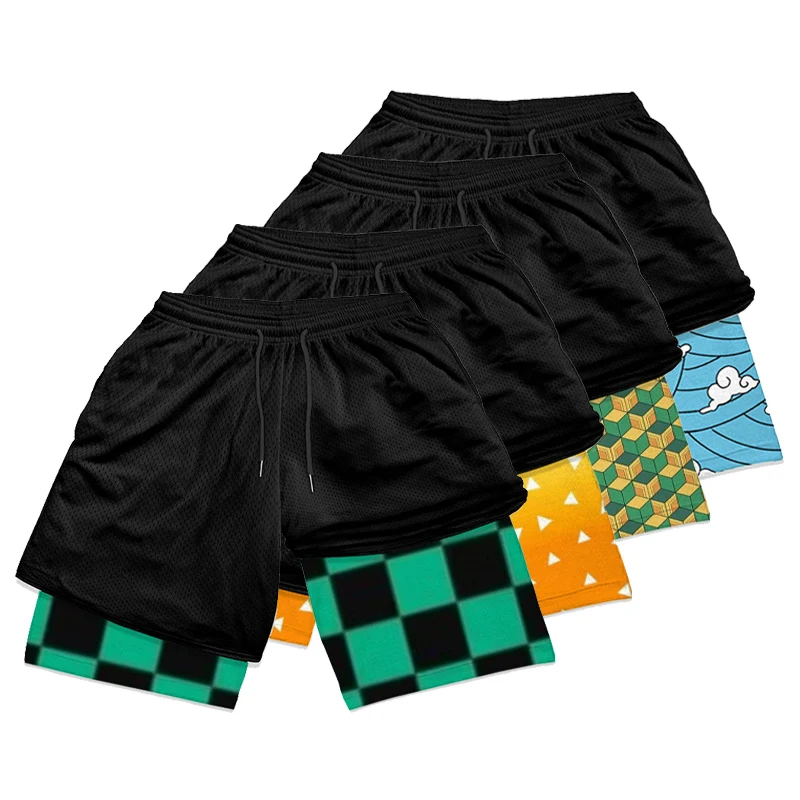 2026 Sommer 2-in-1 Sportshorts für Herren Stylische 3D-Druck Shorts mit Taschen Schnelltrocknend Dehnbar Sommer Sport Fitness Y2k
