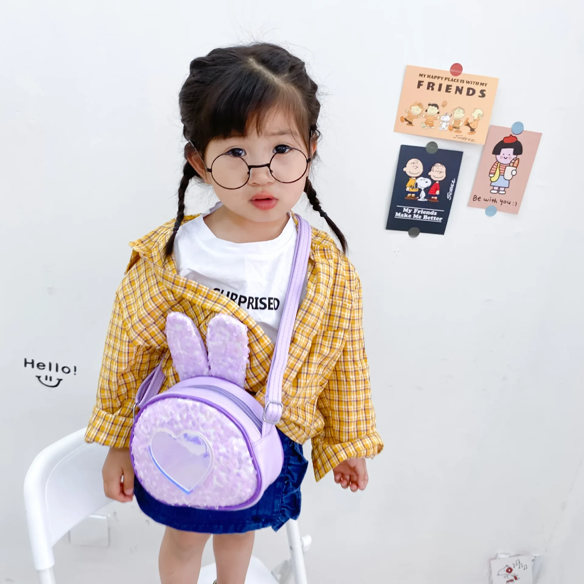 Rabbit Ear Children's Bag Shiny Piece Crossbody Bags Colorful Shining Girl Cute Cartoon Fashion Princess Bag Shoulder Bags