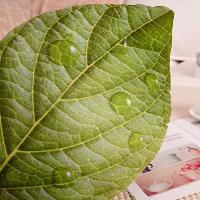 Groen blad pluche kussen gesimuleerd zacht plant gevuld kussen Monstera esdoorn Plushie Peluche fauteuil bed decor cadeau
