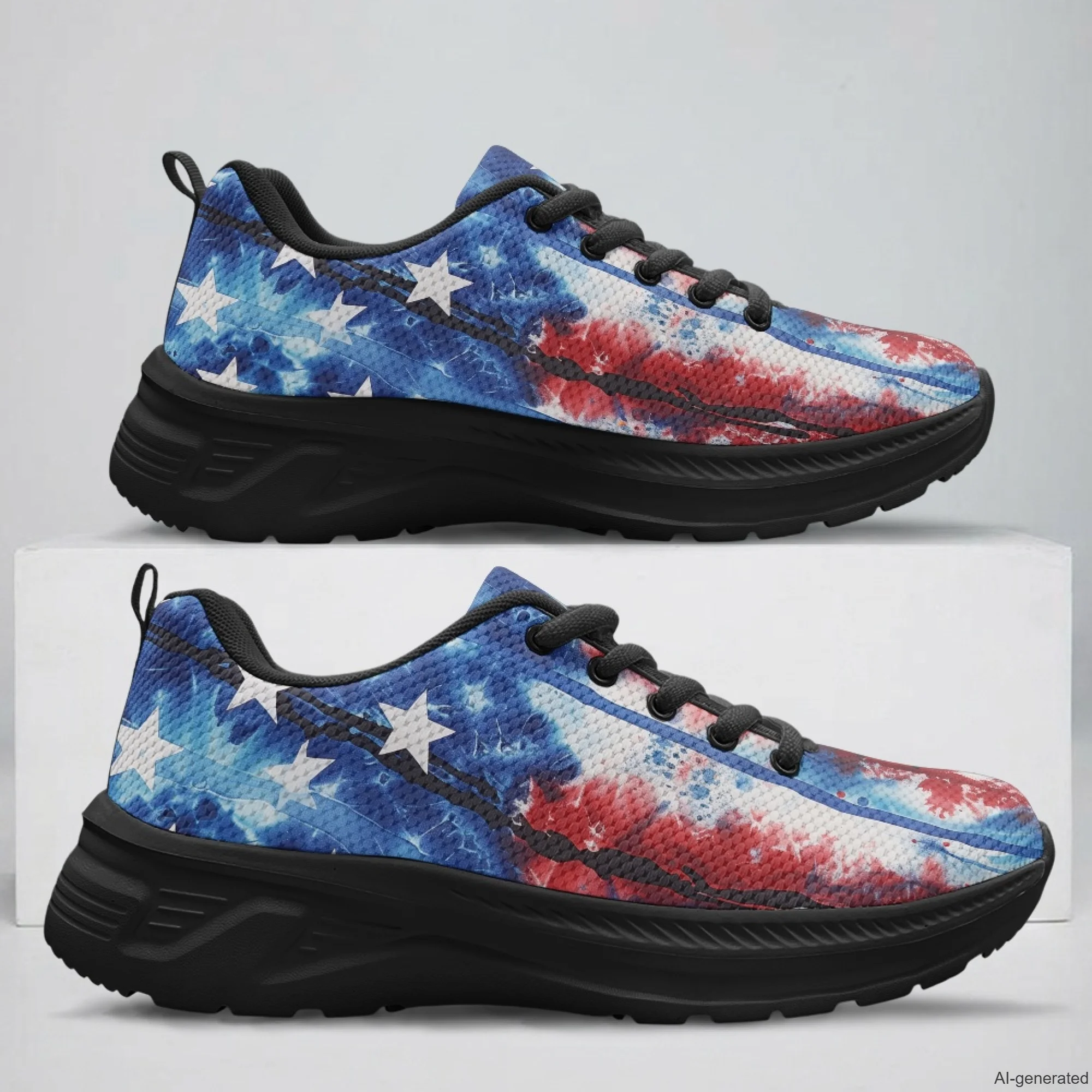 XIXIRIMIDO Running Shoes for Men Breathable Mesh Casual Walking Shoes for Women American Flag Print Workout Gym Sneakers 35-48