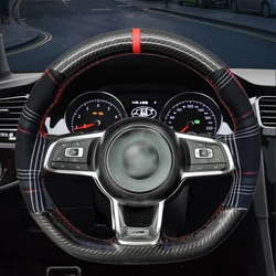 Microfiber Leather Steering Wheel Cover for Volkswagen VW Gti Tartan Fabric Edition Golf MK7 GTI 7 GTD GTE 7 R 7 Polo 2013-2021
