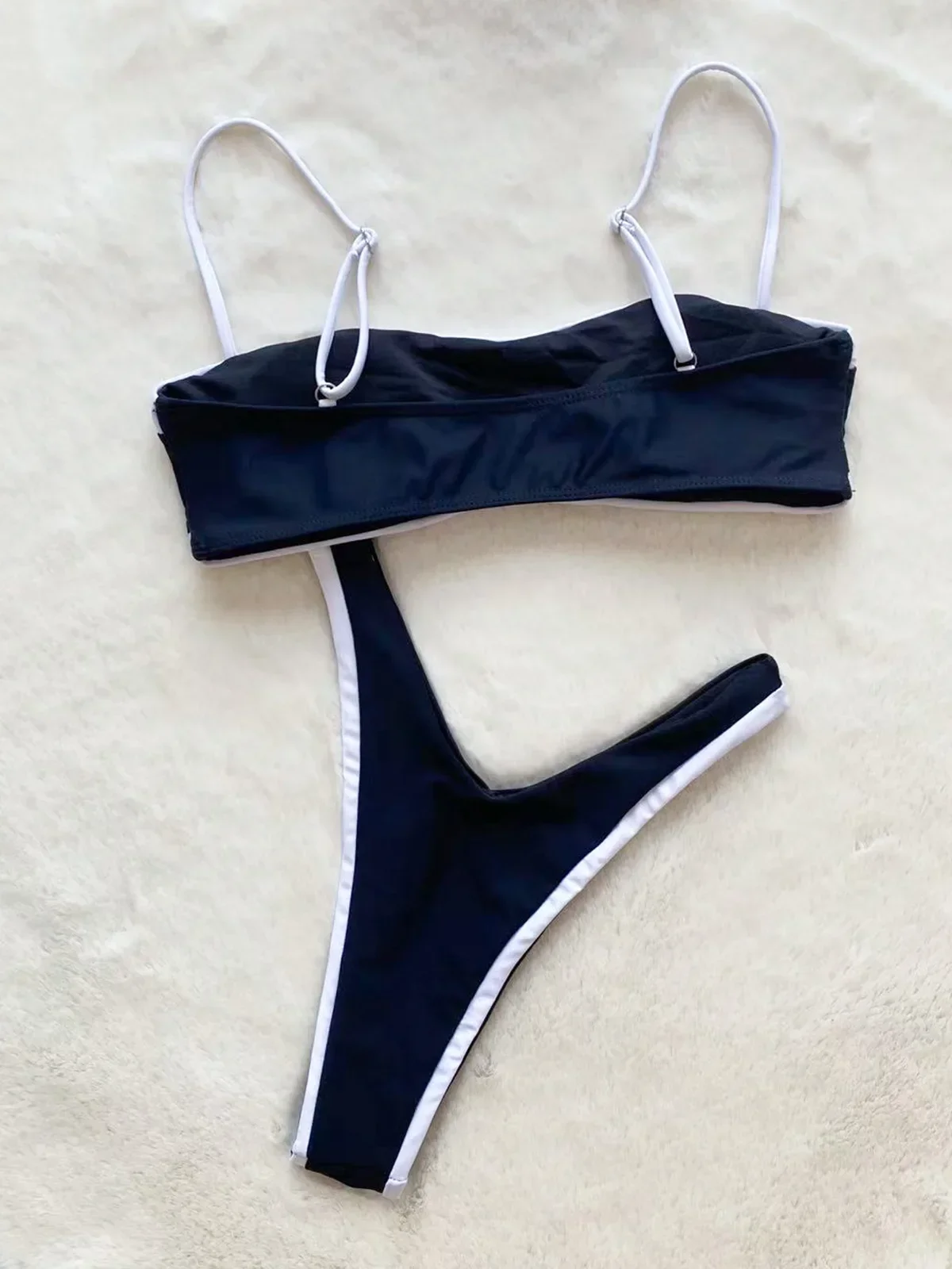 Bikini de corte alto de empalme para mujer, traje de baño femenino, conjunto de dos piezas, ropa de playa, 2024