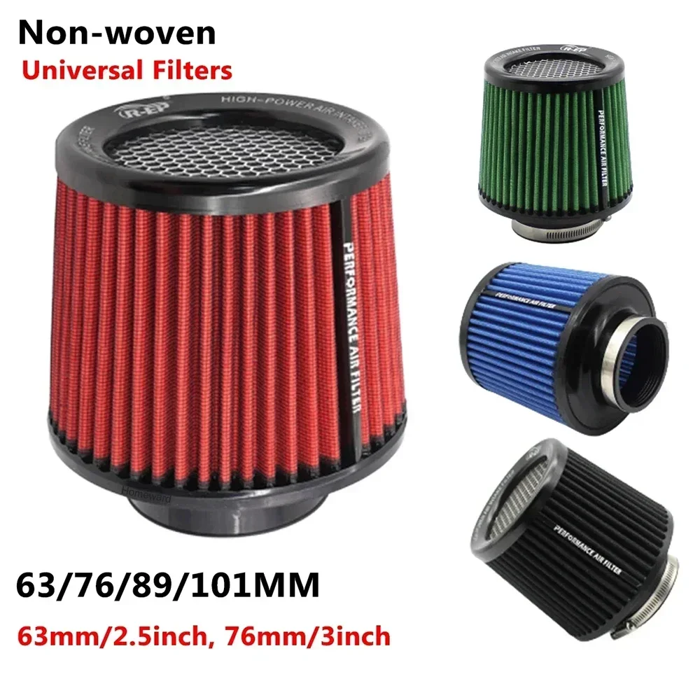 63MM 76MM 89MM 101MM High Flow Cold Cone Air Intake Filter 2.5\'\' 3\'\' Universal Car Air Filter Modification for Racing Sport Car