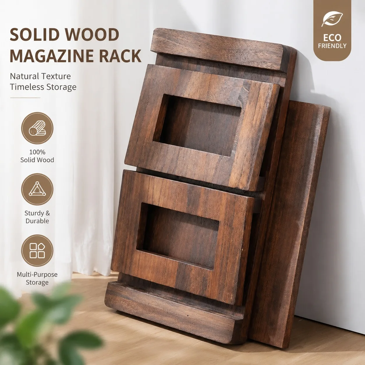 Solid Wood Japanese-Style Folding Tea Table for Balcony, Bay Window or Small Living Spaces