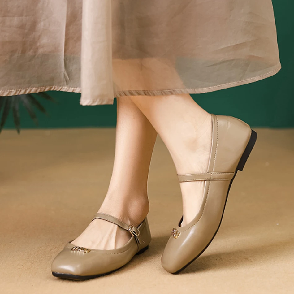 French one-piece Mary Jane flat shoes - new style - flat square toe women's shoes - shallow toe - versatile for all occasions
