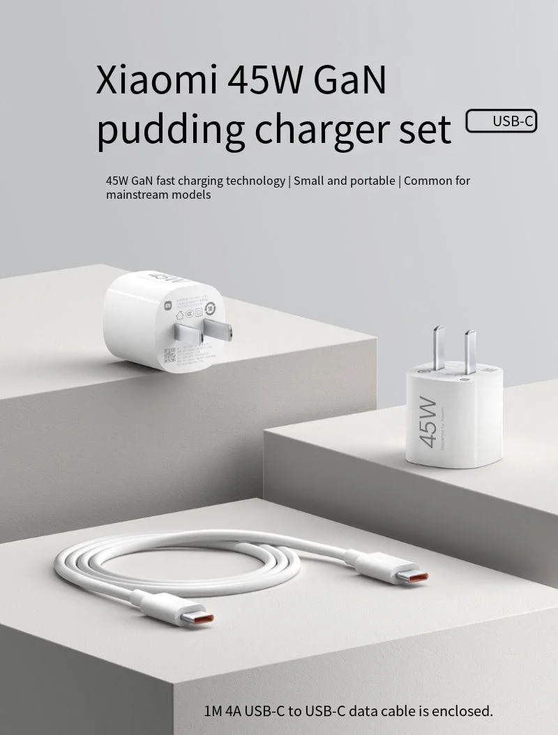 Original Xiaomi 45w GaN pudding charger set (USB-C) 45W fast charging compact and convenient universal genuine.