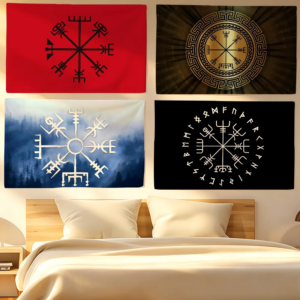 Vegvisir Viking Flag For Sports Matches  Games Parade Rally Holiday Festival Backyard Balcony Club Bar Decor