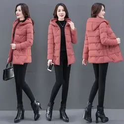 Chaqueta de plumón de algodón para mujer, abrigo holgado de manga larga con cremallera, Color sólido, estilo coreano, V26, novedad de invierno, 2024