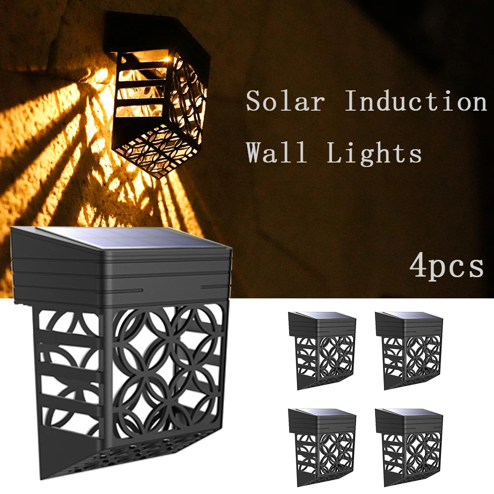 โคมไฟ LED กลวงกลางแจ้งไฟแสงอาทิตย์4ชิ้นตกแต่งฮาโลวีนตกแต่งแนววินเทจแนววินเทจ