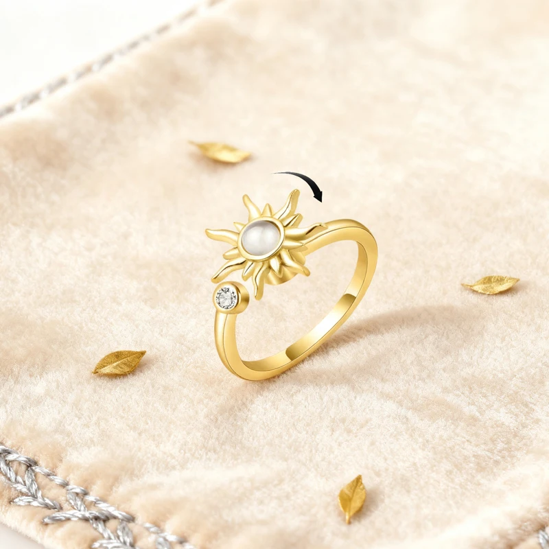 

Gold/Silver Anxiety Relieving Open Ring Rotating Features Suitable For Fashionable Charm Women's Party Jewelry Accessories Gifts