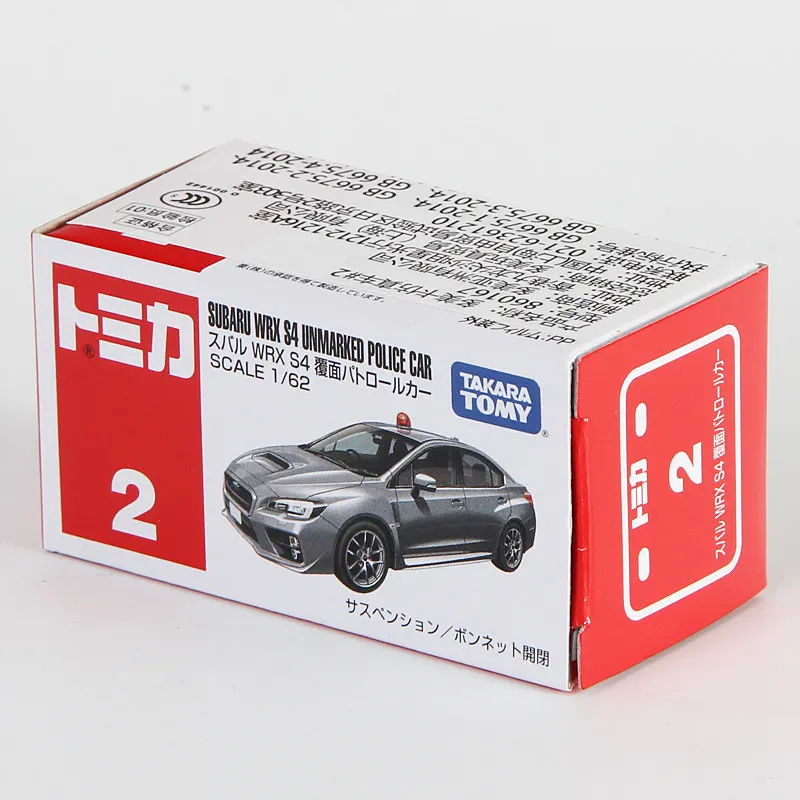 In Stock Original Tomica No.2 Subaru WRX S4 Unmarked Patrol Car Diecast Alloy Model Takara Tomy Police Car Collectible Mini Vehi