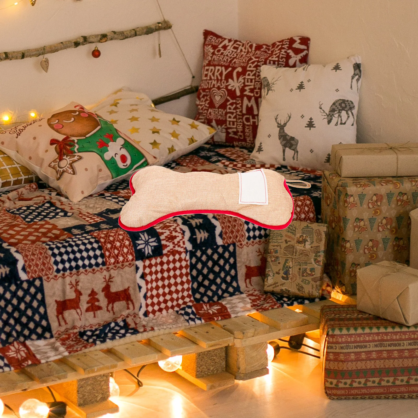 

Christmas Gift Bag Bone Shaped Premium Xmas Stocking Hanging Decor For Family Party Favors Candy Storage Xmas Tree Pendant