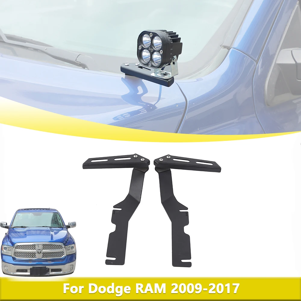 

Engine Hood Work Lamp Mount Bracket For Dodge RAM 2009-2017 Front Bonnet Led Fog Light Holder Exterior Parts Car Accessories