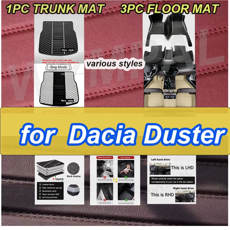 

LUXURY Car Floor Mats For Dacia Duster 2010 2011 2012 2013 2014 2015 2017 Carpets Rugs Foot Pads Accessories