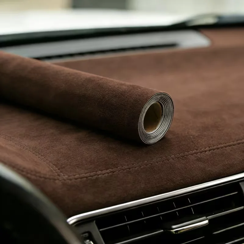 Vinilo Autoadhesivo Suave de Microfibra de Cuero Sintético, Adhesivo de Terciopelo, Impermeable y Elástico, para Interiores de Automóviles, Película Protectora para el Tablero, Paneles de Puertas