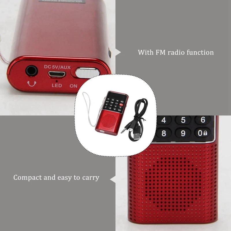 5X L-328 Mini Portable Pocket FM Auto Scan Radio Music Audio MP3 Player Outdoor Small Speaker With Voice Recorder