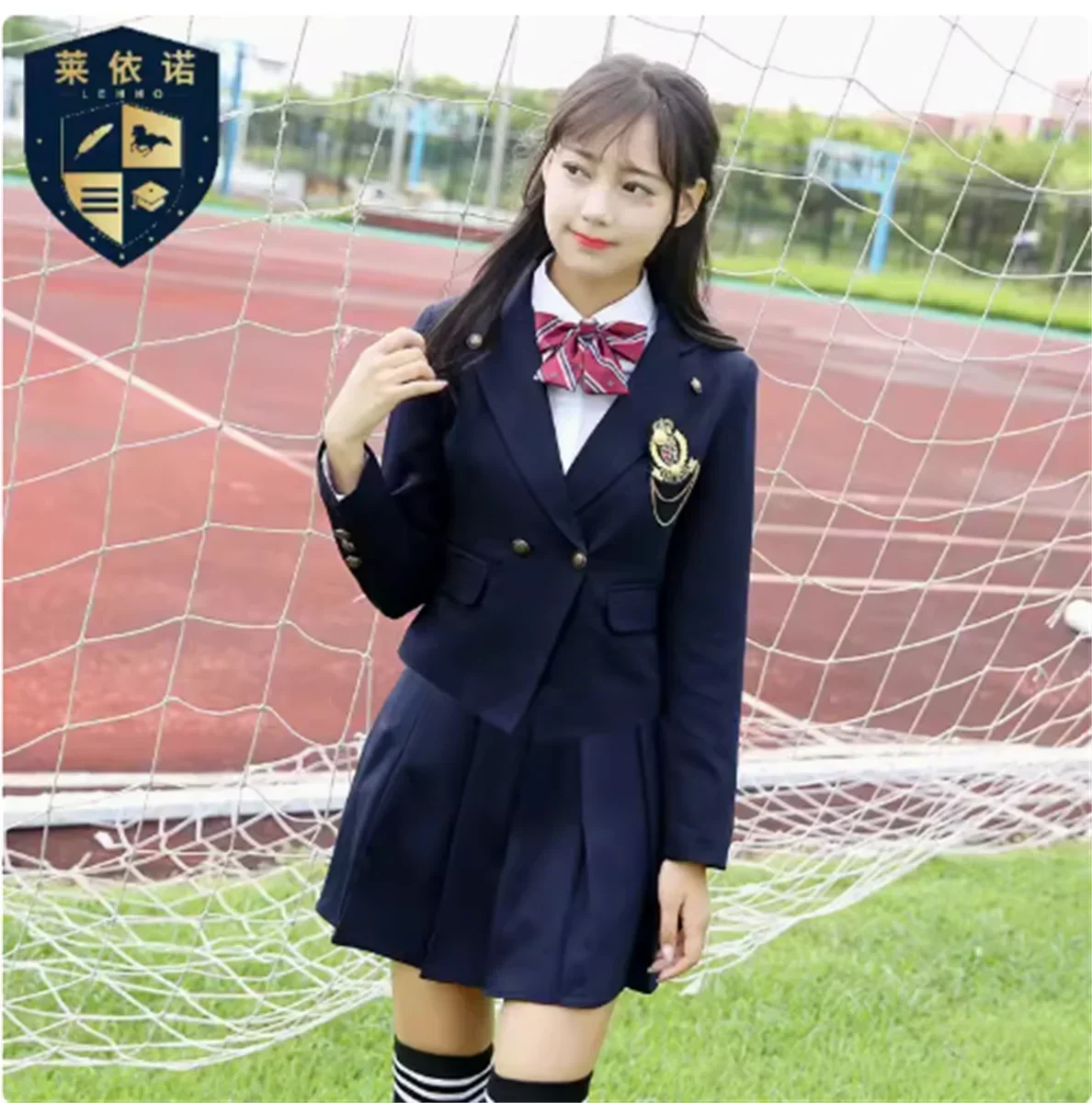 New Spring High School Uniform JK Girls Include Jacket Shirt Skirt Badge Tie