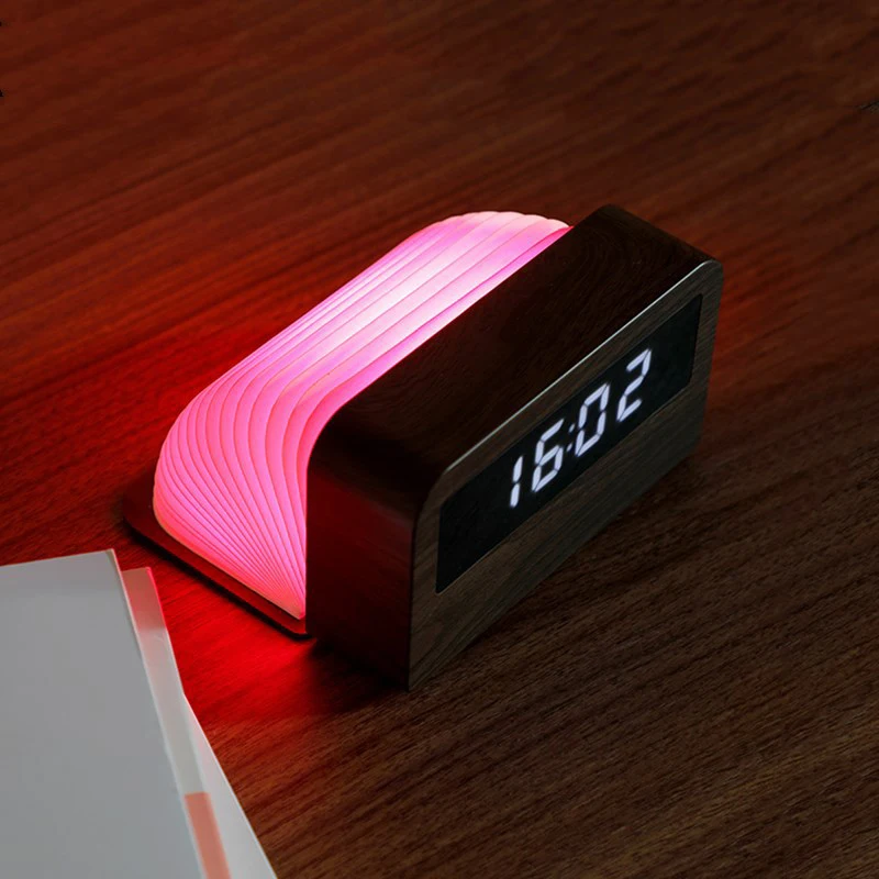 7 Colors Folding Book Lamp, Bedside Digital Clock Book Lights, Desk Light, Novelty LED Kraft Paper Nightlight for Nightstand