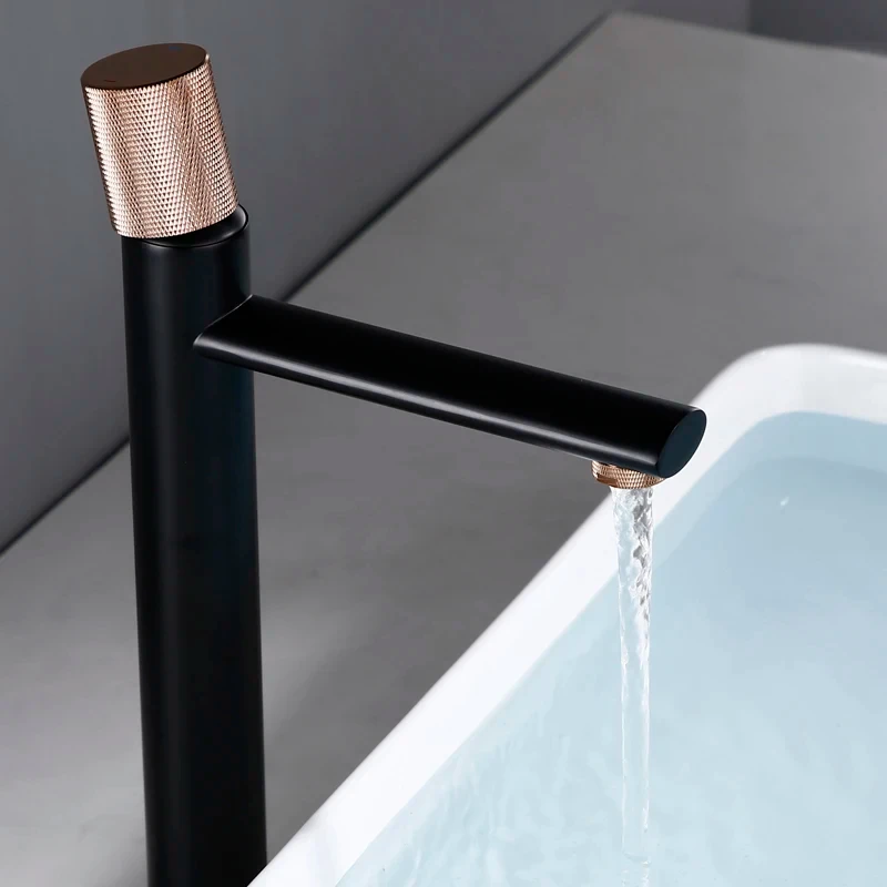 Smesiteli Matt Black & Gold Rose Faucet 100%  Deck Mounted Brass Tall Bathroom Basin Faucet Hot And Cold Mixer Tap