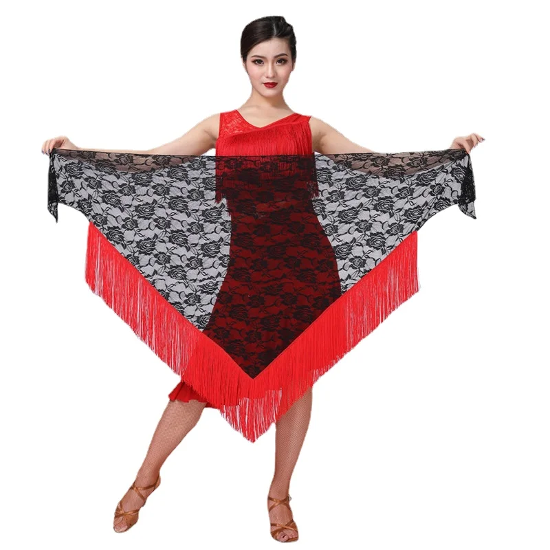 Adult Female Belly Dance Hip Scarf Lace Tassel Triangle Skirt Practice Belt Elegant Profession Competitio Performance Clothing