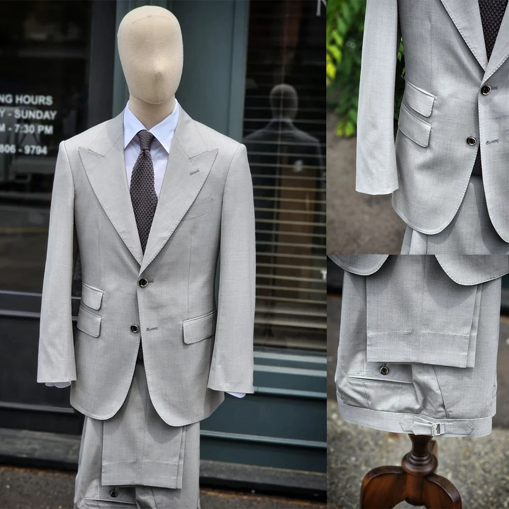 Traje clásico gris para hombre, chaqueta de dos piezas hecha a medida, pantalones, traje Formal de diseñador para novio, ocasión Formal, 2022