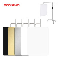 SOONPHO Reflector 75*90cm 5 in 1 Gold Silver Black White Diffuser Reflector Aluminum Alloy Support Photo Photography Accessories