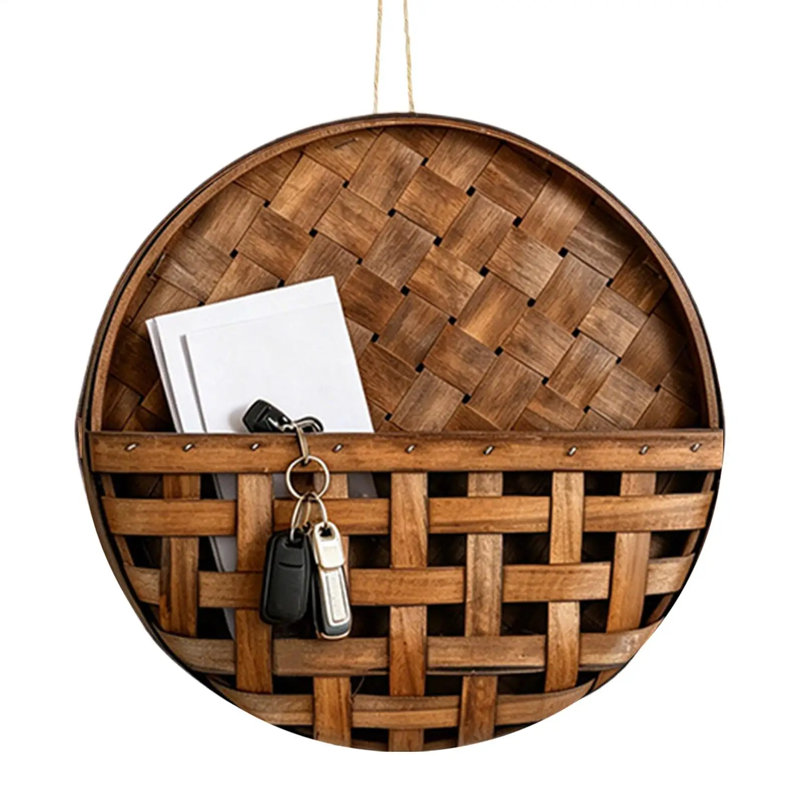 Woven Wall Baskets Decorative Woven Wooden Farmhouse Holder Wall Flower Basket For Home Indoor Dried Flower Fake Plant Entrance