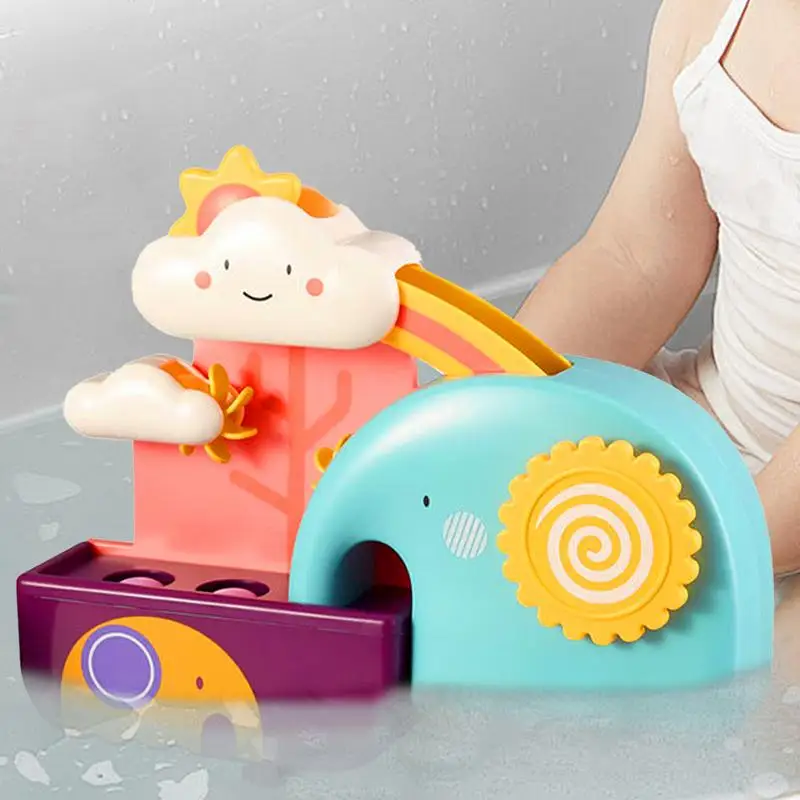 Water Slide Bathtub Toys Cute Cloud Bath Toys For Babies No Hole Floating Squirting Toys Interactive Toddler Bath Swimming Pool