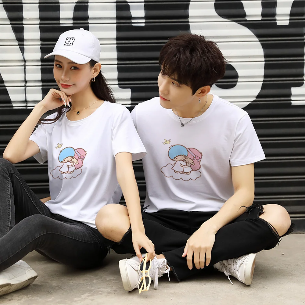 Sanrio LITTLE TWIN STARS Kiki Lala par camiseta Dreamy Besties diseño 100% algodón comodidad ajuste Unisex cuello redondo ropa camiseta