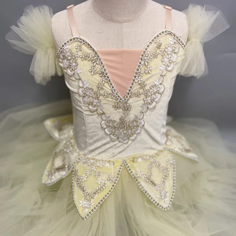 Vestido de Ballet amarillo para niñas, falda de Ballet, vestido largo de baile para niños y mujeres, trajes de bailarina, faldas de danza del vientre