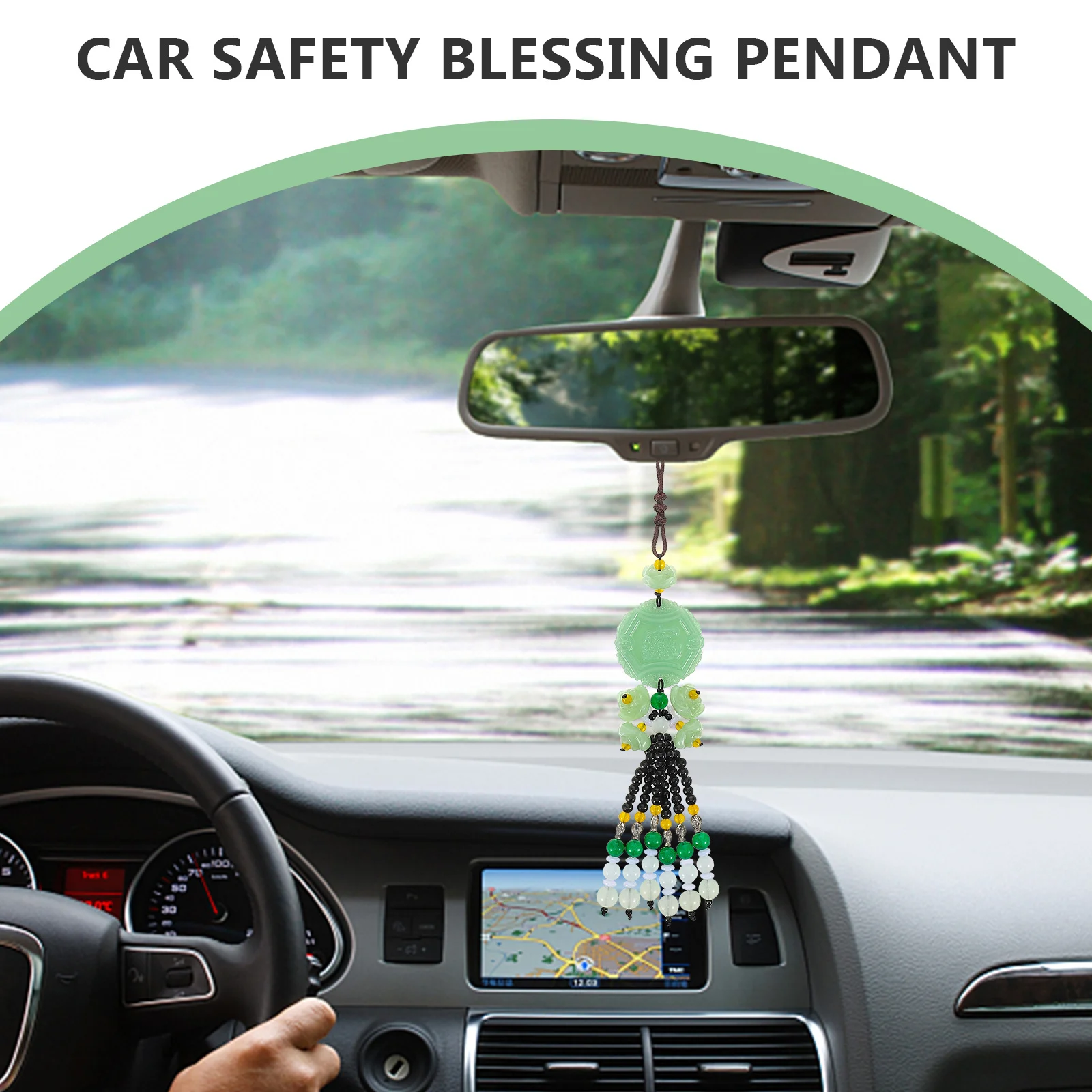 

Creative Chinese Style Artificial Crystal Car Hanging Pendant Decorative Rearview Mirror Charm Lucky Safety Feng Shui Automotive