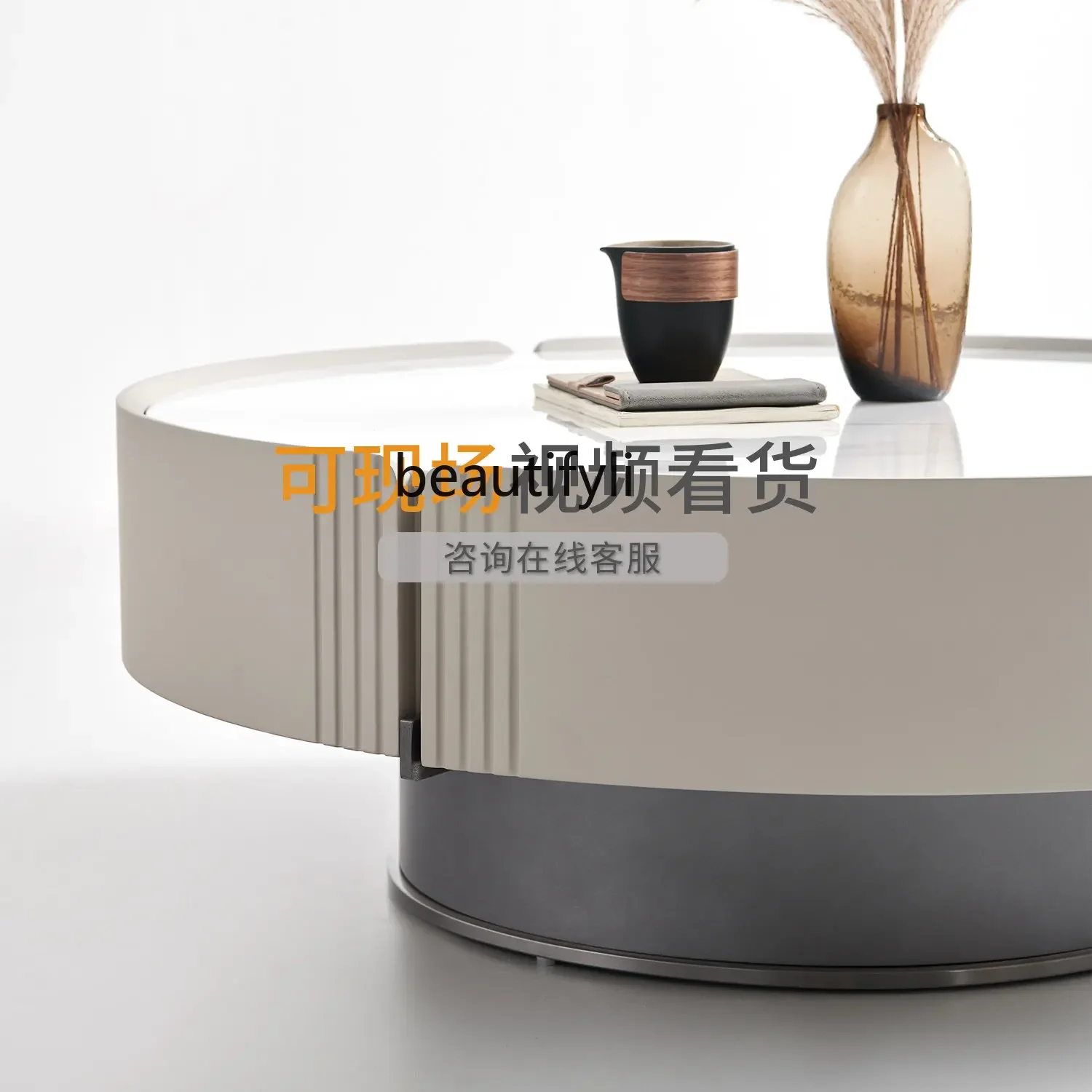 zz1zzLight Luxury Modern Marble round Tea Table Living Room Home Minimalist White Size round Coffee Table