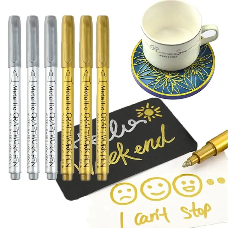 

Ручка с краской золотого и серебряного цвета, фотоальбом, маркировочная ручка «сделай сам», глянцевая вывеска в маркировочных ручках, манга, поделки, скрапбукинг, школьные канцелярские принадлежности