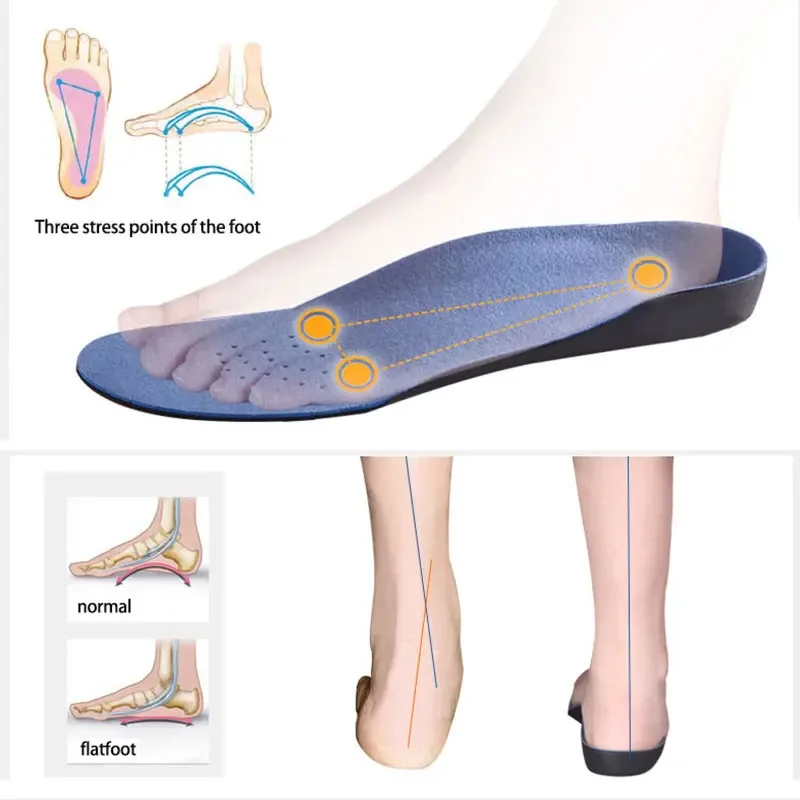1pair Arch Support Insoles for Flat Feet Non-corrective Design Shock-absorbing Foot Pad Breathable Inserts Sport Running Sole
