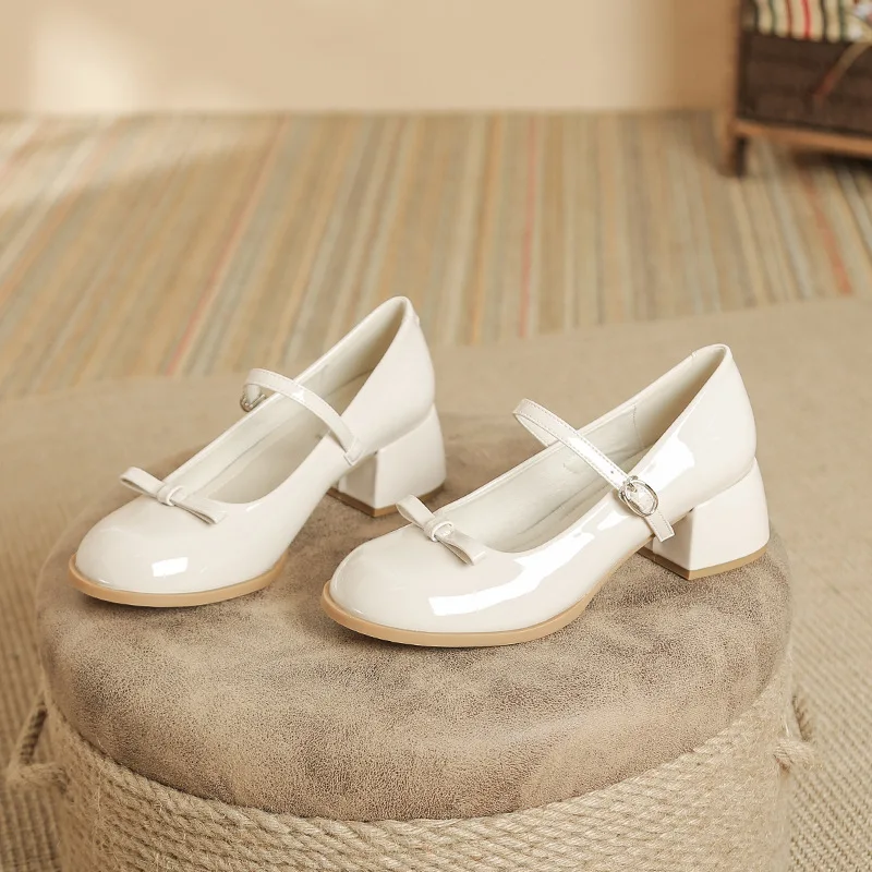 

French Pu Leather Mary Jane Single Shoes Women's 2025 New Square Head High Heel Design Sensation Niche Ladylike